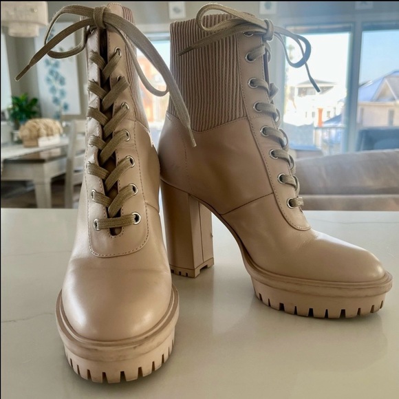 Gianvito Rossi Shoes - Gianvito Rossi - Martis Booties Beige Leather Combat Lace Up Boots EU 37 US 6.5